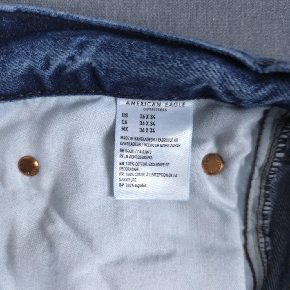 American‎ Eagle Classic Bootcut Jeans Mens 36x34 (Fits 36x32) Blue Whisker Denim